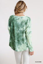 Load image into Gallery viewer, Tie Dye Round Neck Ribbed Button Front Top With Round Hem
