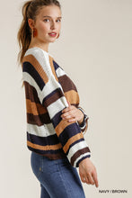 Load image into Gallery viewer, Multicolored Stripe Round Neck Long Sleeve Knit Sweater
