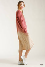 Load image into Gallery viewer, Ombre Front Knot Detail Long Sleeve Maxi Dress With Raw Hem
