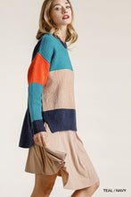 Load image into Gallery viewer, Colorblock Contrasted Cotton Fabric On Back Top With Side Slits And High Low Hem
