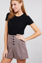 Load image into Gallery viewer, Short Slv Crew Neck Pointelle Sweater Top
