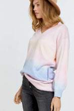 Load image into Gallery viewer, Multi Sherbet Tie Dye Color V Neck Sweater
