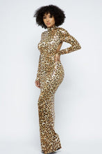 Load image into Gallery viewer, Animal Foil Mock Neck Body Con Maxi Dress
