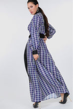Load image into Gallery viewer, Plaid Shirt Maxi Dress With Gold Buckle Belt

