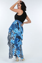 Load image into Gallery viewer, Animal Chain Print Denim Tacked Maxi Skirt In Black Gold
