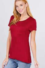 Load image into Gallery viewer, Short Sleeve Scoop Neck Top With Pocket

