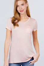 Load image into Gallery viewer, Short Sleeve Scoop Neck Top With Pocket
