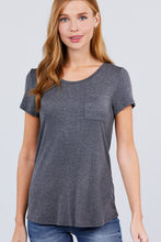 Load image into Gallery viewer, Short Sleeve Scoop Neck Top With Pocket
