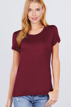 Load image into Gallery viewer, Short Sleeve Scoop Neck Top With Pocket
