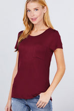 Load image into Gallery viewer, Short Sleeve Scoop Neck Top With Pocket

