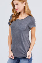 Load image into Gallery viewer, Short Sleeve Scoop Neck Top With Pocket
