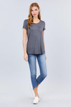 Load image into Gallery viewer, Short Sleeve Scoop Neck Top With Pocket
