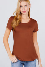 Load image into Gallery viewer, Short Sleeve Scoop Neck Top With Pocket

