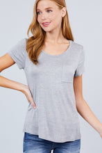 Load image into Gallery viewer, Short Sleeve Scoop Neck Top With Pocket
