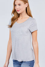 Load image into Gallery viewer, Short Sleeve Scoop Neck Top With Pocket
