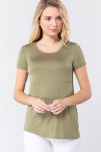 Load image into Gallery viewer, Short Sleeve Scoop Neck Top With Pocket
