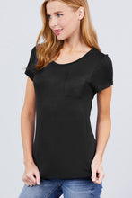 Load image into Gallery viewer, Short Sleeve Scoop Neck Top With Pocket
