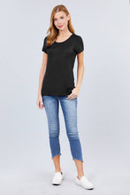 Load image into Gallery viewer, Short Sleeve Scoop Neck Top With Pocket
