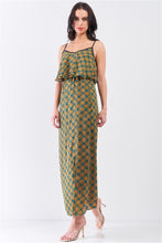 Load image into Gallery viewer, Mustard Multi Printed Sleeveless Criss-cross Back Side Slit Detail Maxi Dress
