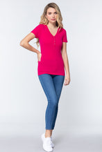 Load image into Gallery viewer, Short Slv V-neck Henley Knit Top
