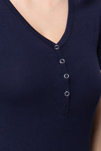 Load image into Gallery viewer, Short Slv V-neck Henley Knit Top
