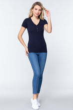 Load image into Gallery viewer, Short Slv V-neck Henley Knit Top

