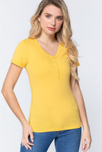 Load image into Gallery viewer, Short Slv V-neck Henley Knit Top
