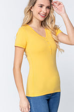 Load image into Gallery viewer, Short Slv V-neck Henley Knit Top
