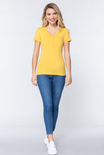 Load image into Gallery viewer, Short Slv V-neck Henley Knit Top
