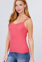 Load image into Gallery viewer, Lace Trim Rib Cami Knit Top

