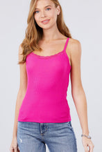 Load image into Gallery viewer, Lace Trim Rib Cami Knit Top
