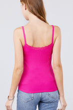 Load image into Gallery viewer, Lace Trim Rib Cami Knit Top
