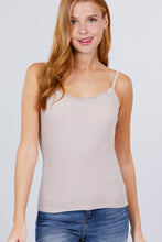 Load image into Gallery viewer, Lace Trim Rib Cami Knit Top
