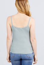 Load image into Gallery viewer, Lace Trim Rib Cami Knit Top
