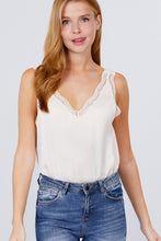 Load image into Gallery viewer, Lace Detail V-neck Woven Bodysuit
