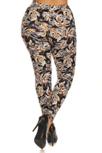 Load image into Gallery viewer, Abstract Leaf Print, Full Length Leggings In A Slim Fitting Style With A Banded High Waist
