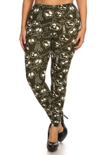 Load image into Gallery viewer, Skulls And Bones Graphic Printed Knit Legging With Elastic Waist Detail. High Waist Fit.
