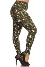 Load image into Gallery viewer, Skulls And Bones Graphic Printed Knit Legging With Elastic Waist Detail. High Waist Fit.
