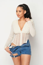 Load image into Gallery viewer, Fishnet Sheer Mesh Back Deep V Neck Bodysuit
