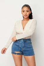 Load image into Gallery viewer, Fishnet Sheer Mesh Back Deep V Neck Bodysuit
