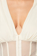 Load image into Gallery viewer, Fishnet Sheer Mesh Back Deep V Neck Bodysuit

