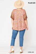 Load image into Gallery viewer, Floral Print Lace Up Flutter Sleeve Top
