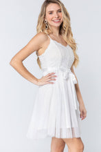 Load image into Gallery viewer, Lace Stiff Meshed Cami Mini Dress
