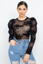 Load image into Gallery viewer, Floral-embroidered Long Puff Sleeves Top

