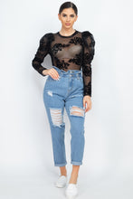 Load image into Gallery viewer, Floral-embroidered Long Puff Sleeves Top
