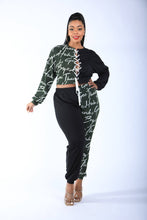 Load image into Gallery viewer, Color Blocked Lace Up Front Jogger Set
