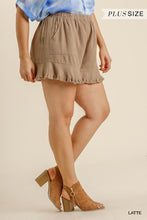 Load image into Gallery viewer, Linen Blend Elastic Waist Ruffle Hem Shorts With Pockets
