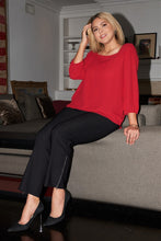 Load image into Gallery viewer, Plus Red Square Neck 3/4 Puff Sleeve With Elasticated Hem Loose Fit Top
