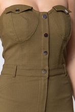 Load image into Gallery viewer, Strapless Button Down Mini Dress
