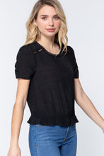 Load image into Gallery viewer, Short Shirring Slv Pleated Woven Top

